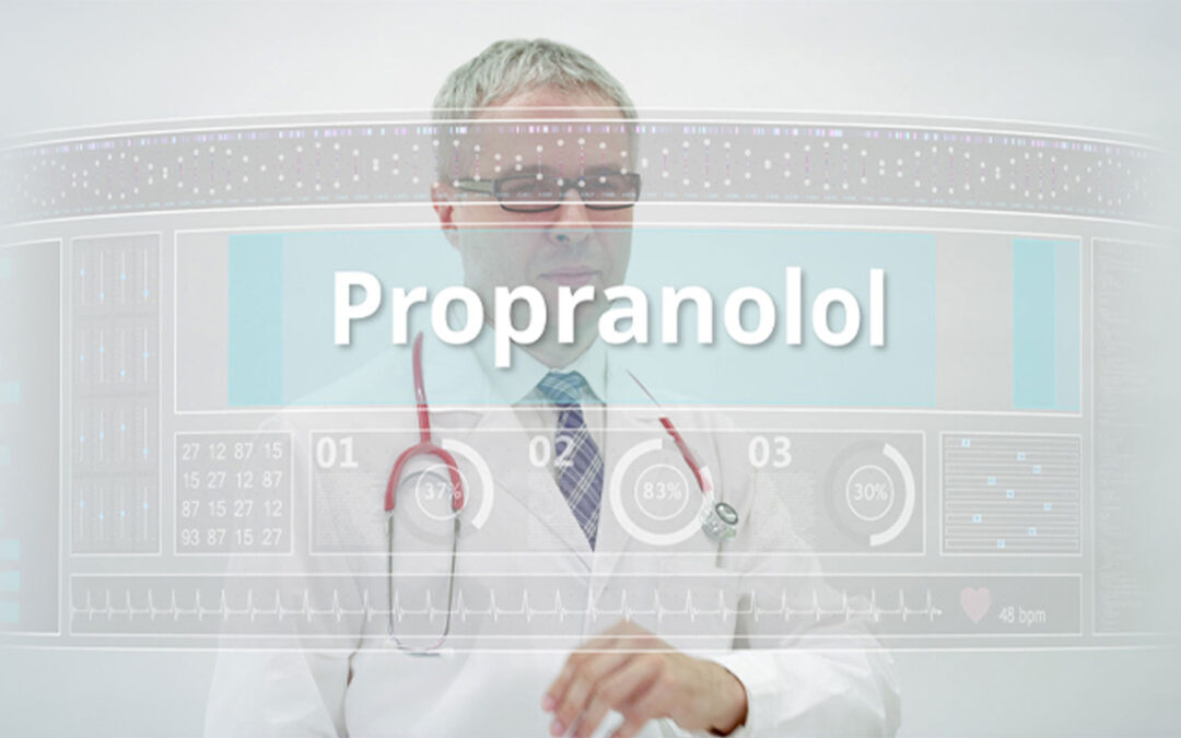 A PTSD therapist looking at a screen with propranolol in PTSD therapy,